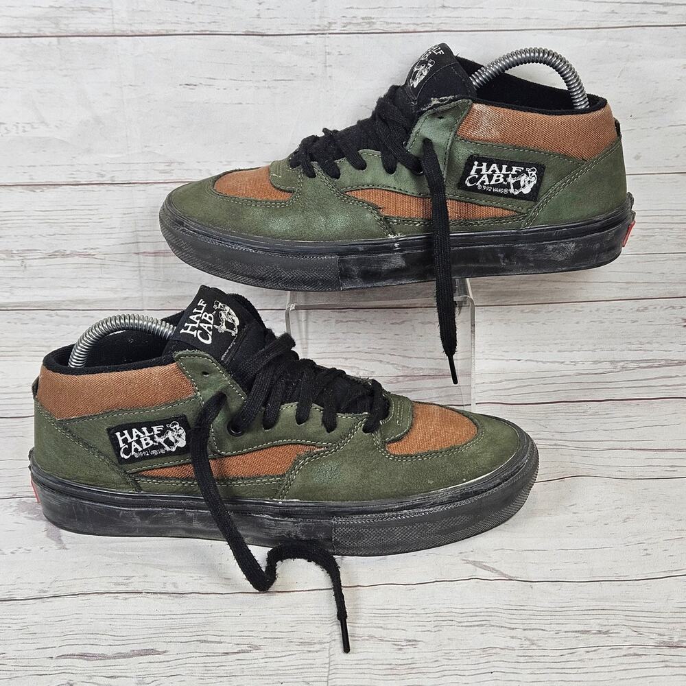 Vans Half Cab Men's 8 Olive Green Brown Black Skateboarding PopCush